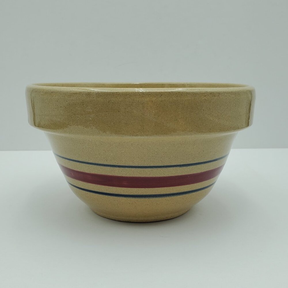 Robinson Ransbottom Pottery Maroon Navy Blue Bands Bowl RRP Mixing Serving Bowl